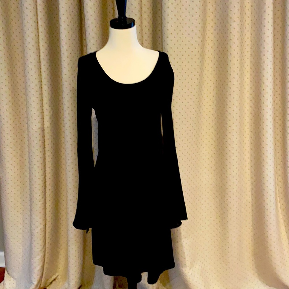 NWT Catherine Malandrino Black Dress. Trendy bell sleeves.